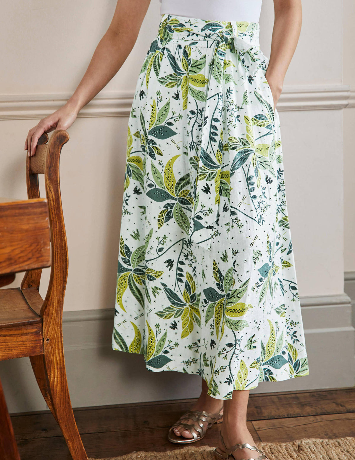 Jupe midi Rosemary en lin-Carambole, motif Oriental Cascade - Image 4