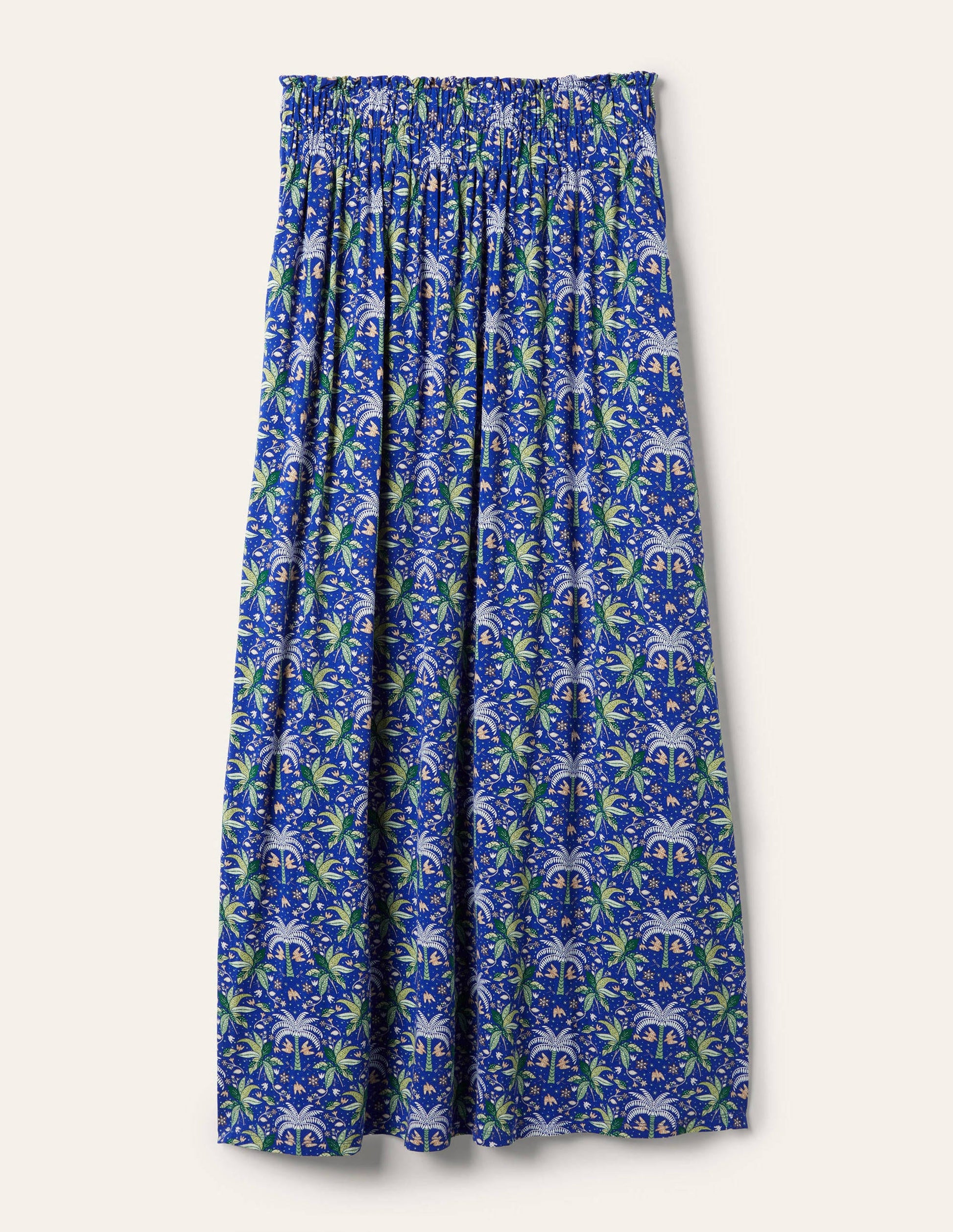 Maxirock aus Jersey zum Hineinschlüpfen-Meeresblau, Orientalisches Palmenmuster-6