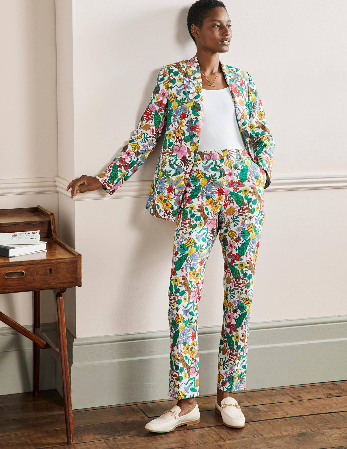 Pantalon ajusté Thea en lin-Multi, motif Exotic Paradise - Image 6