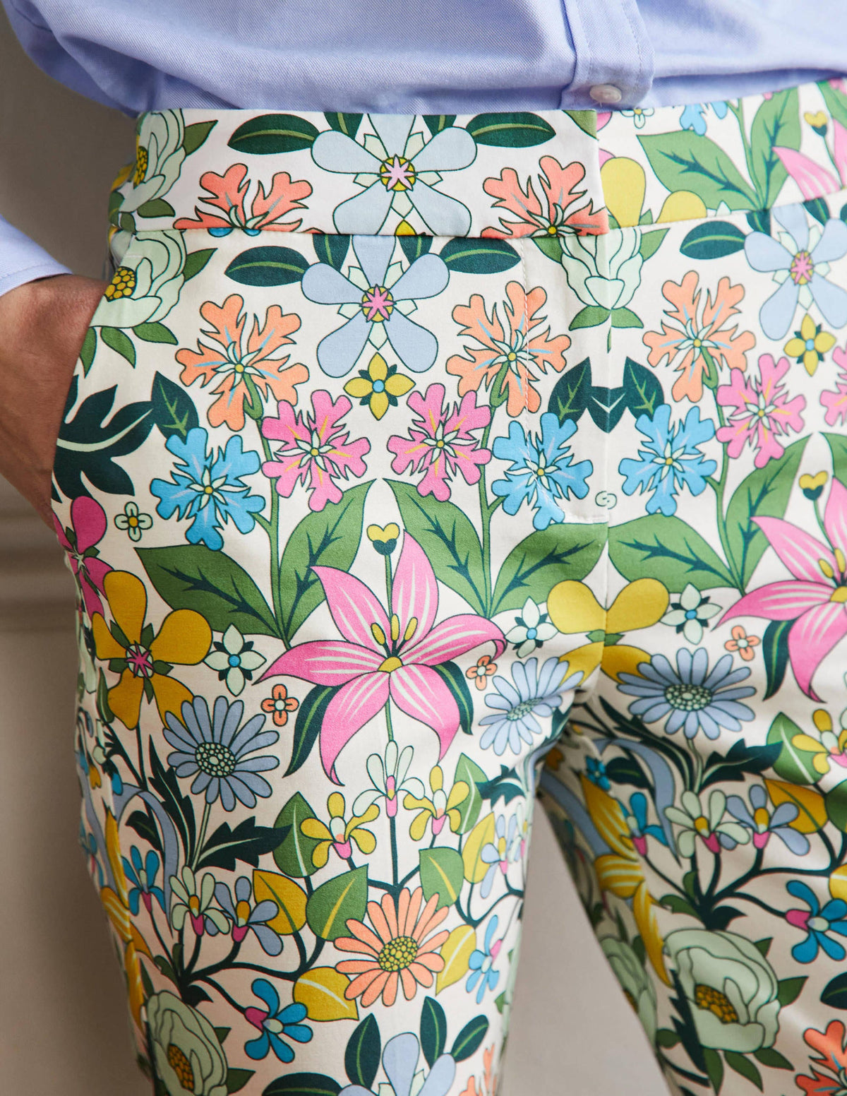 Richmond 7/8 Trouser-Ivory, Botanical Terrace - Image 2