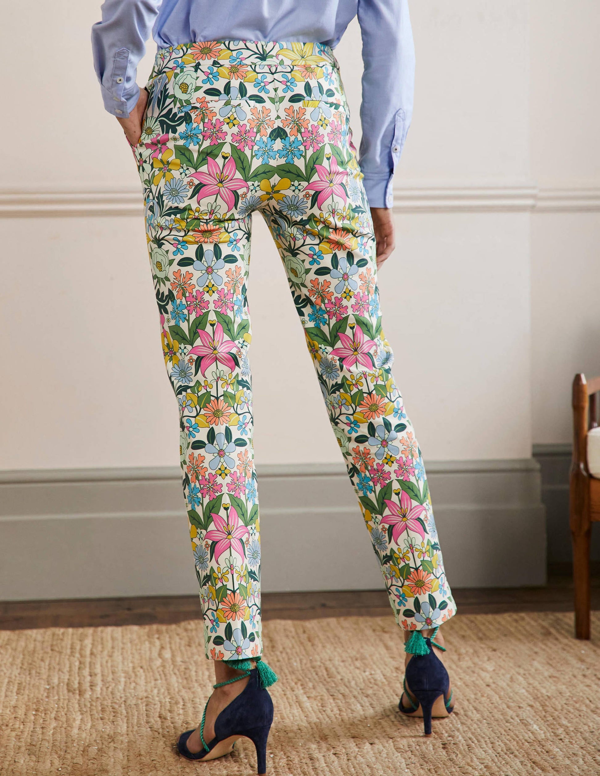 Richmond 7/8 Trouser-Ivory, Botanical Terrace-3