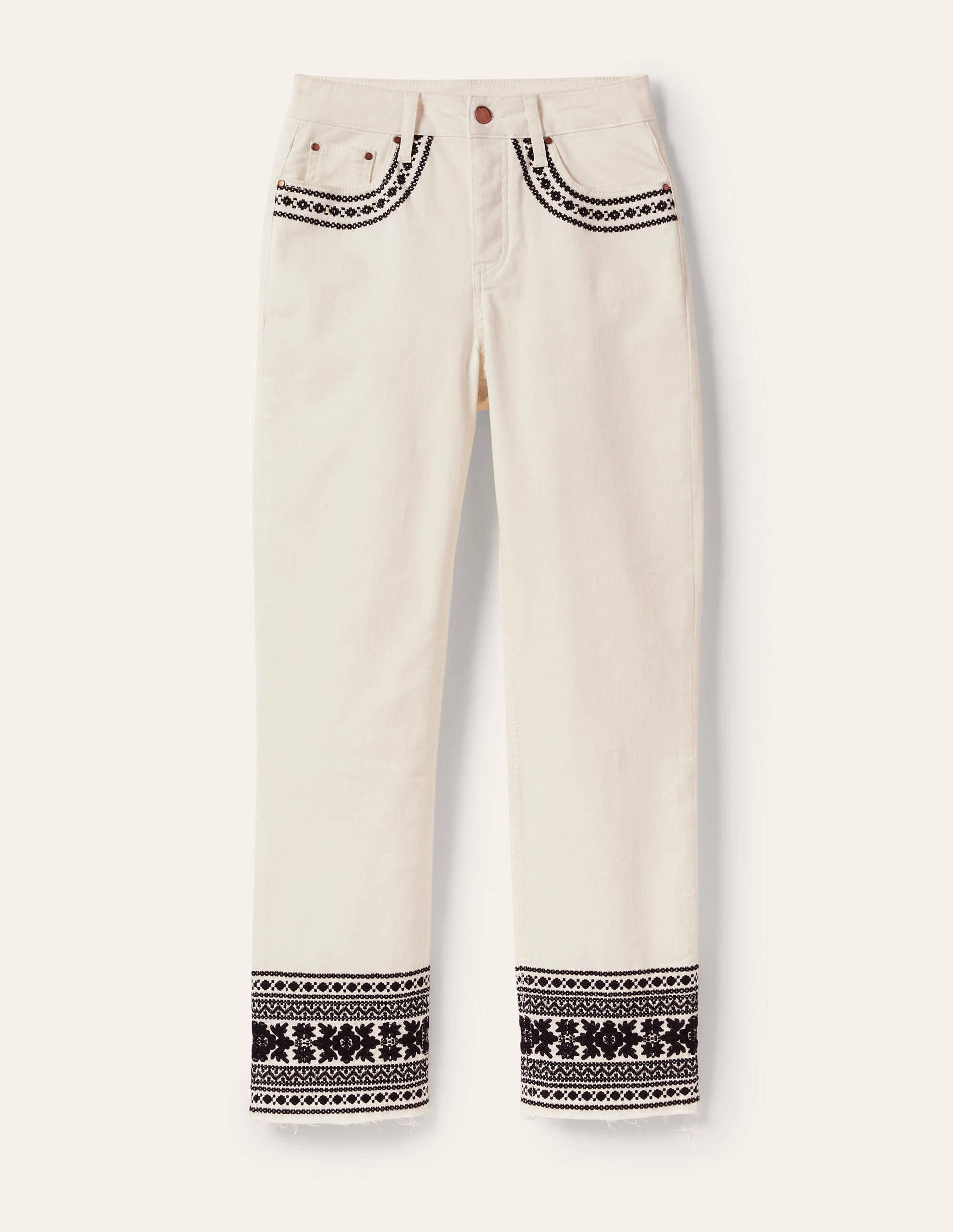 Lockere Jeans mit geradem Bein-Ecru/Schwarz, Stickerei-5