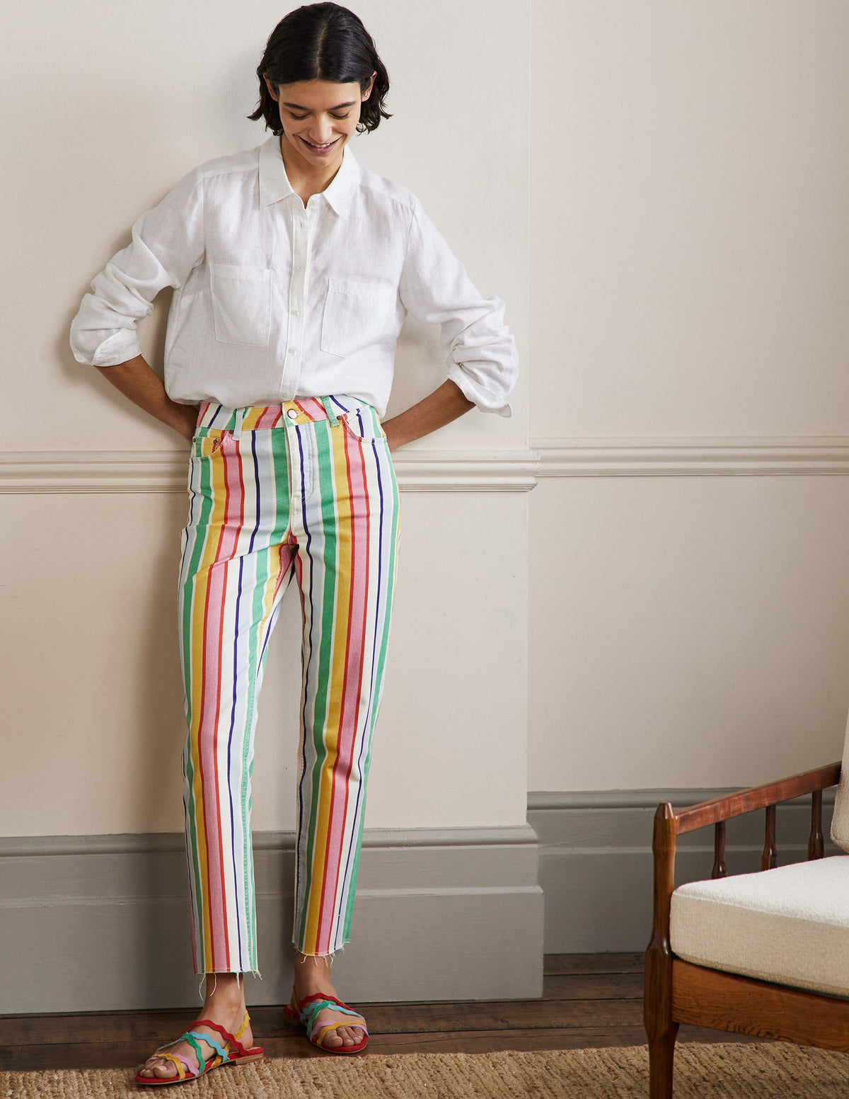 Relaxed Straight Jeans-Rainbow Multistripe-1