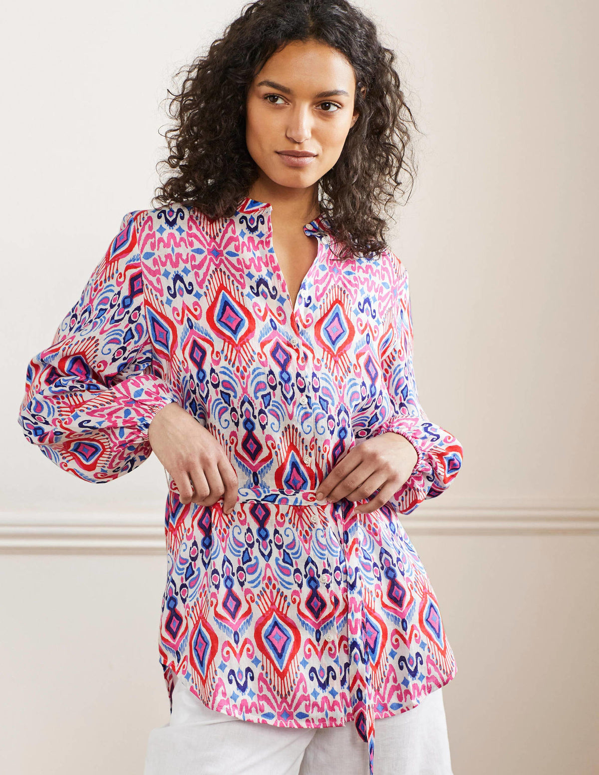 Rosie Linen Shirt-Multi, Ikat Paradise - Image 1
