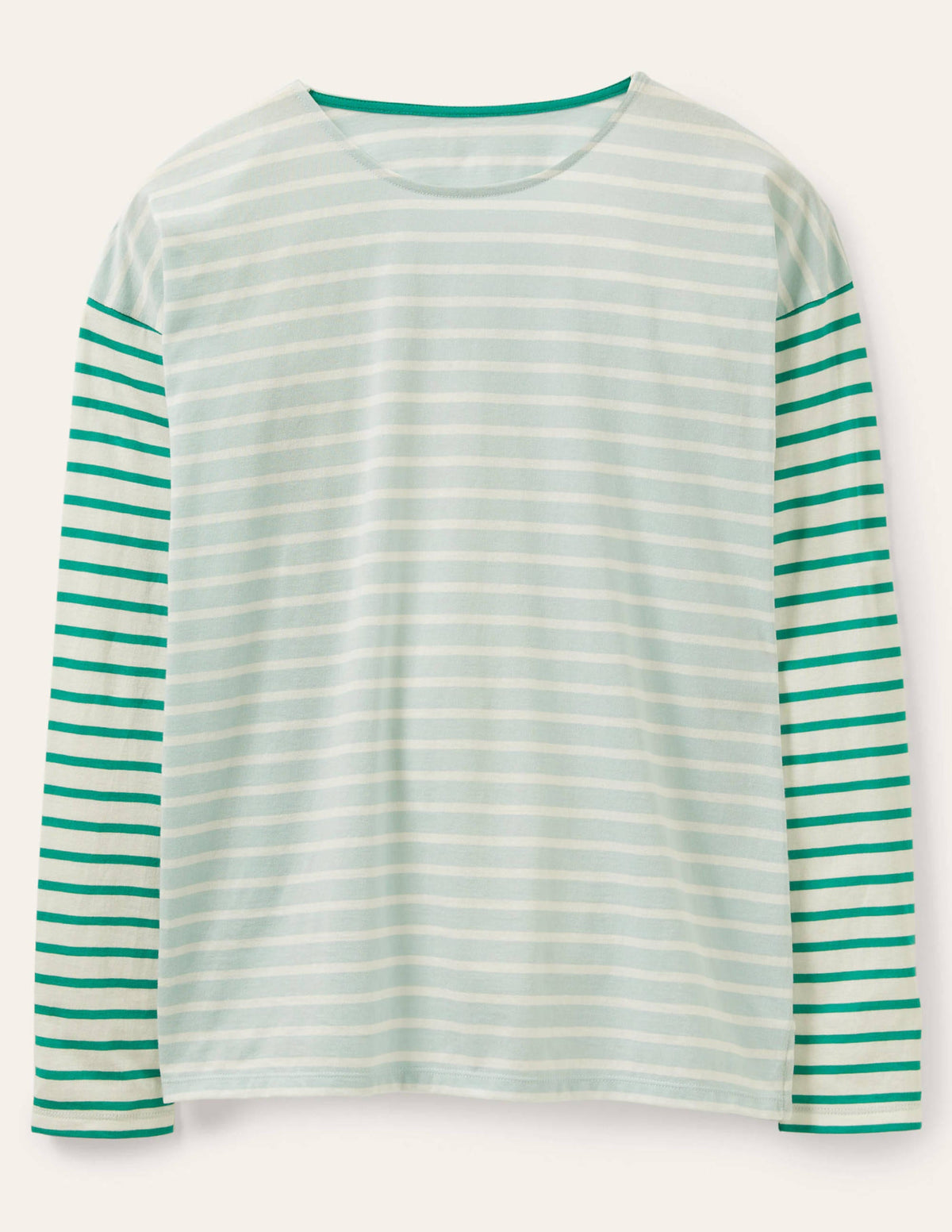Bretonshirt mit überschnittenen Schultern-Morgendämmerungsblau/Naturweiß, Gestreift - Image 5