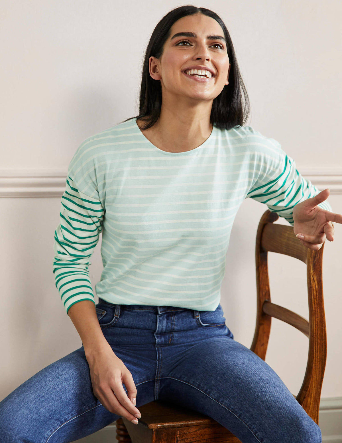 Bretonshirt mit überschnittenen Schultern-Morgendämmerungsblau/Naturweiß, Gestreift-1