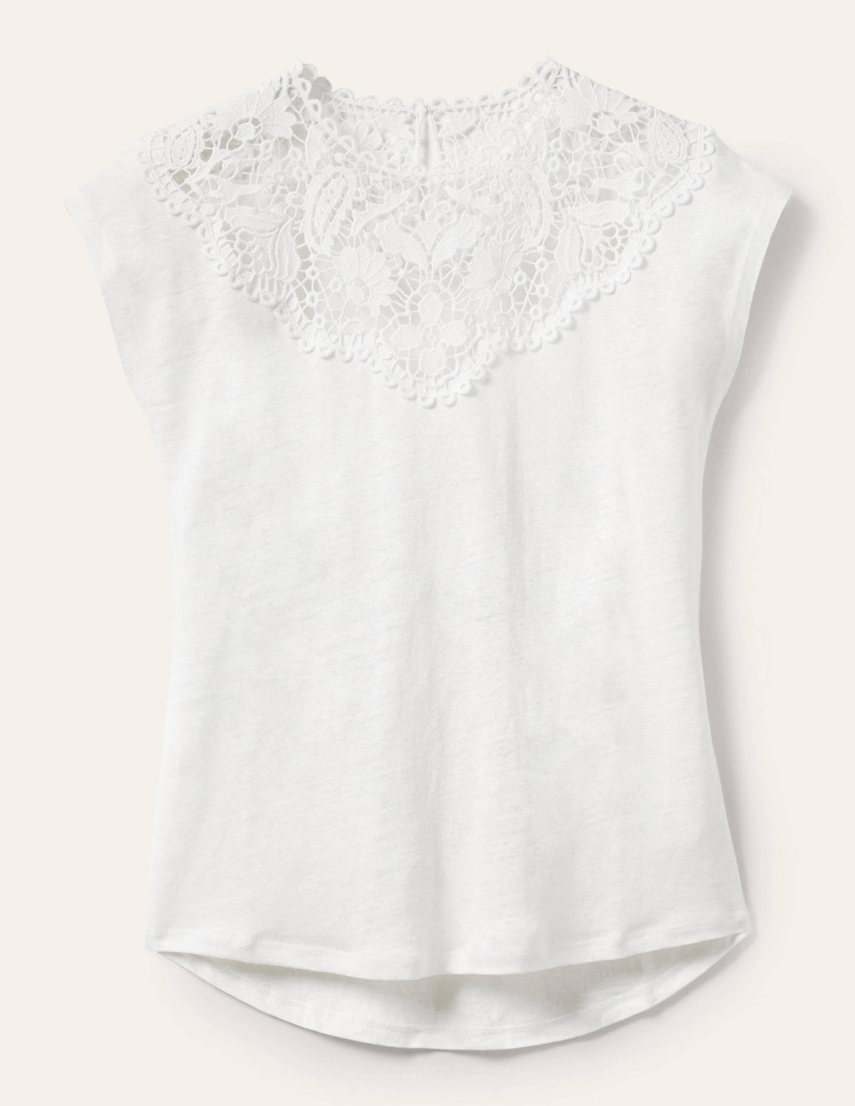 Leinen-T-Shirt mit Lochspitze-Weiß-5