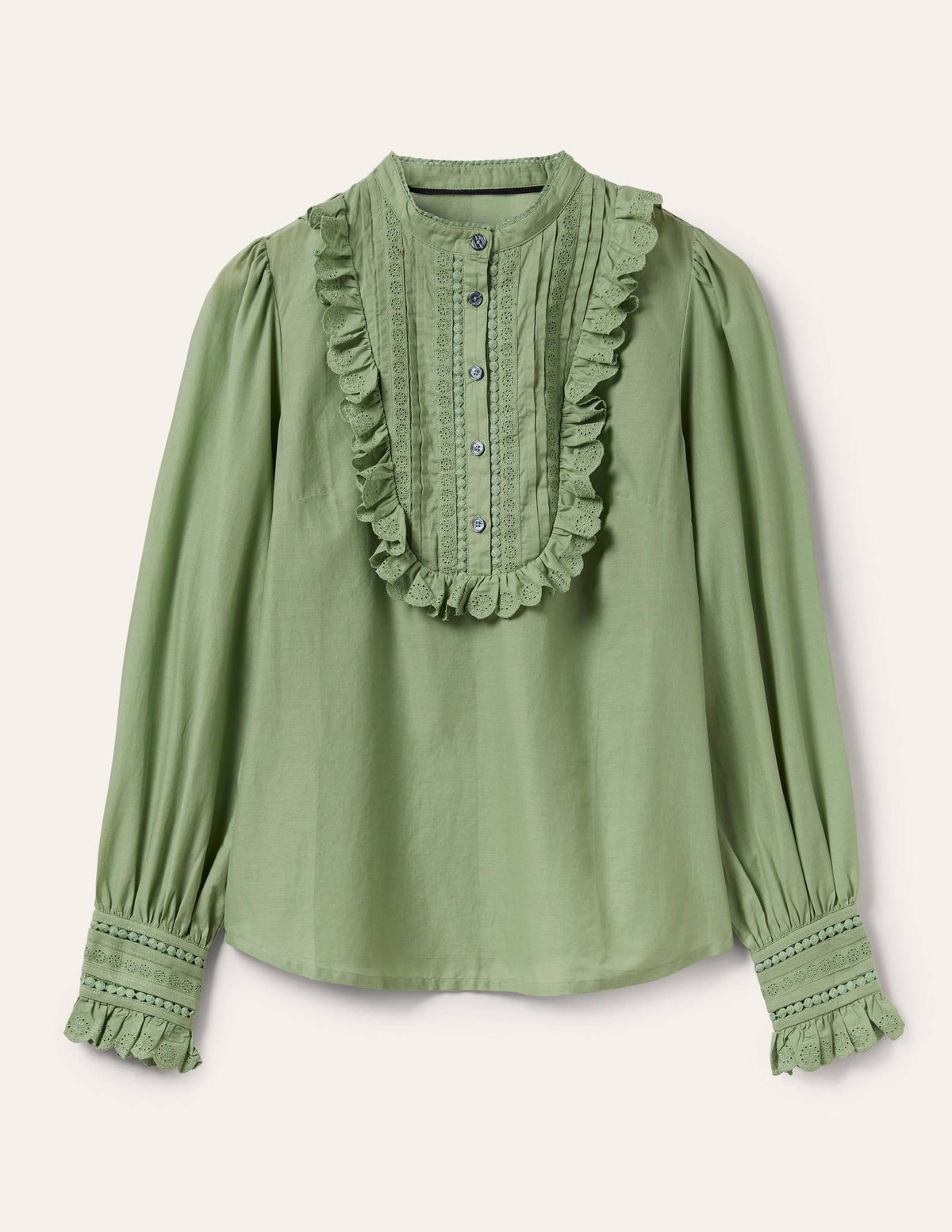 Frilly Popover Blouse-Basil - Image 6