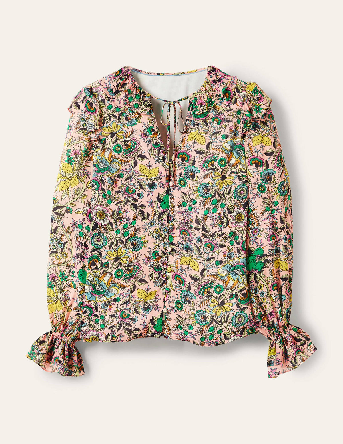 Blouse volantée à col-Milkshake, motif Tropic Meadow - Image 5