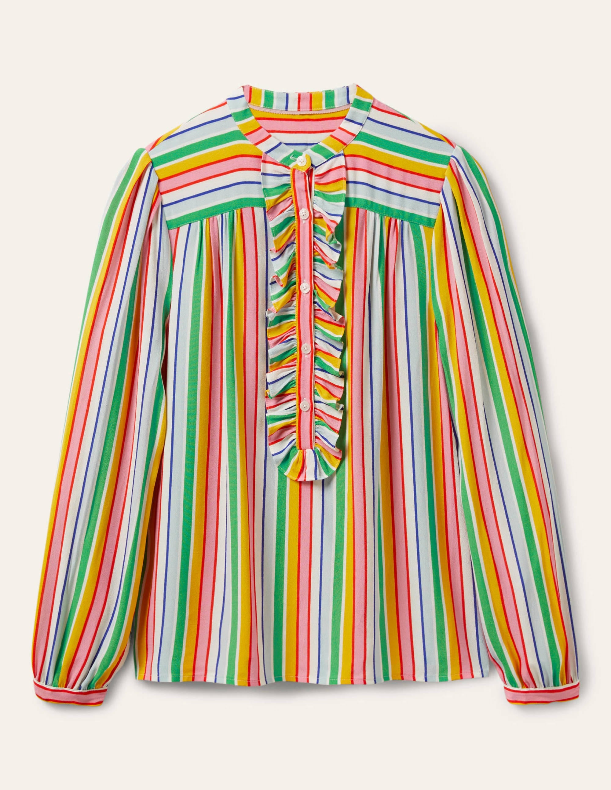 Rüschenbluse zum Hineinschlüpfen-Regenbogen/Bunt, Gestreift - Image 5