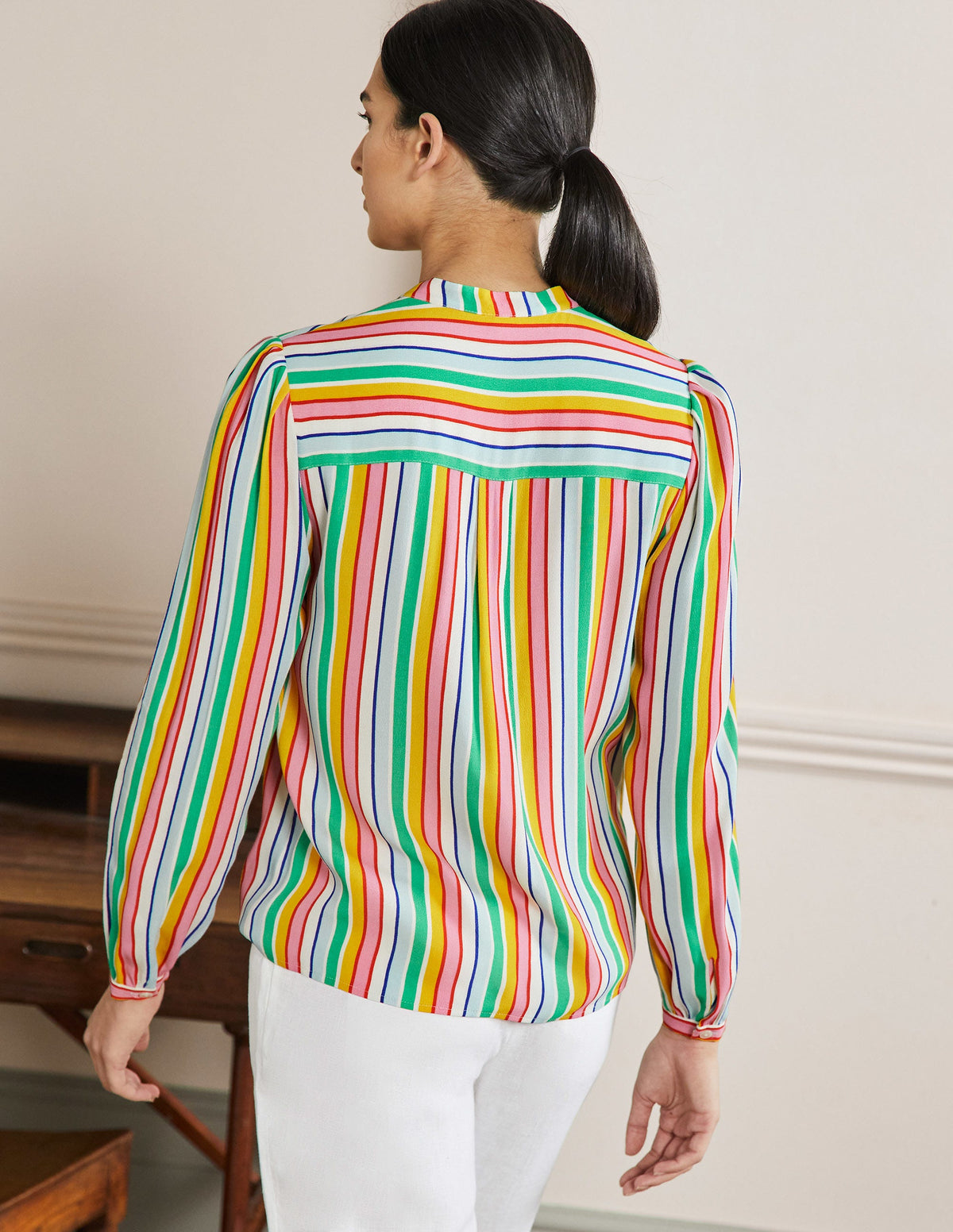 Rüschenbluse zum Hineinschlüpfen-Regenbogen/Bunt, Gestreift-3