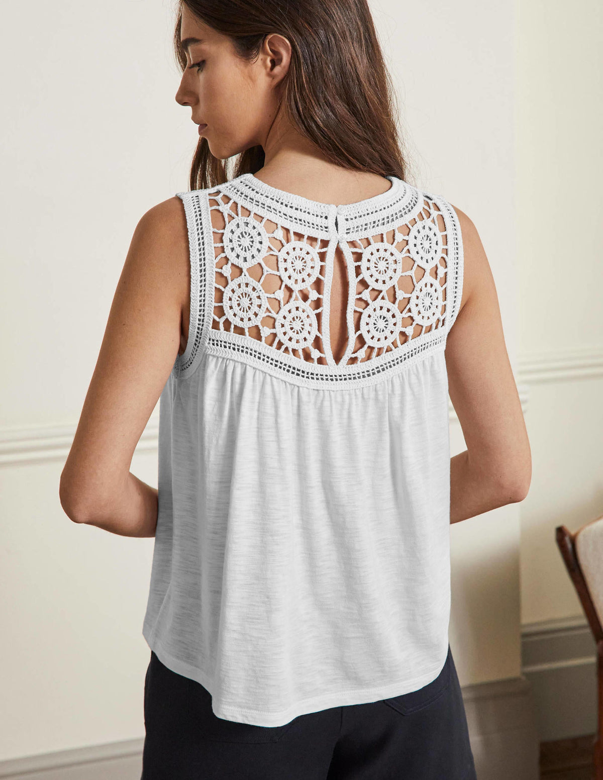 Anais Jerseyoberteil mit Häkeldetails-Weiß - Image 3
