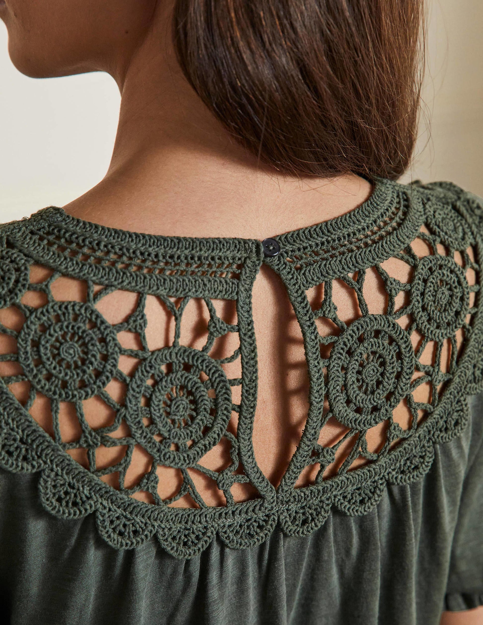 Anais Crochet Puff Sleeve Top-Alder-2