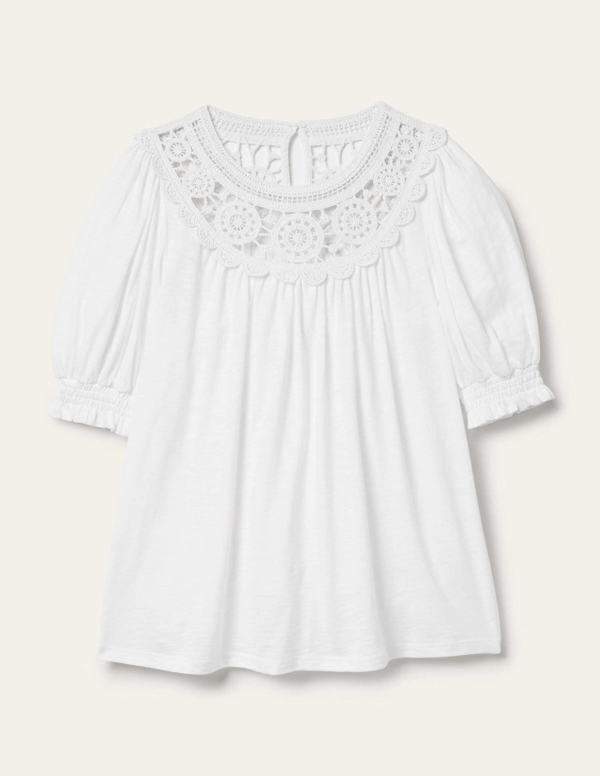 Anais Crochet Puff Sleeve Top-White - Image 5
