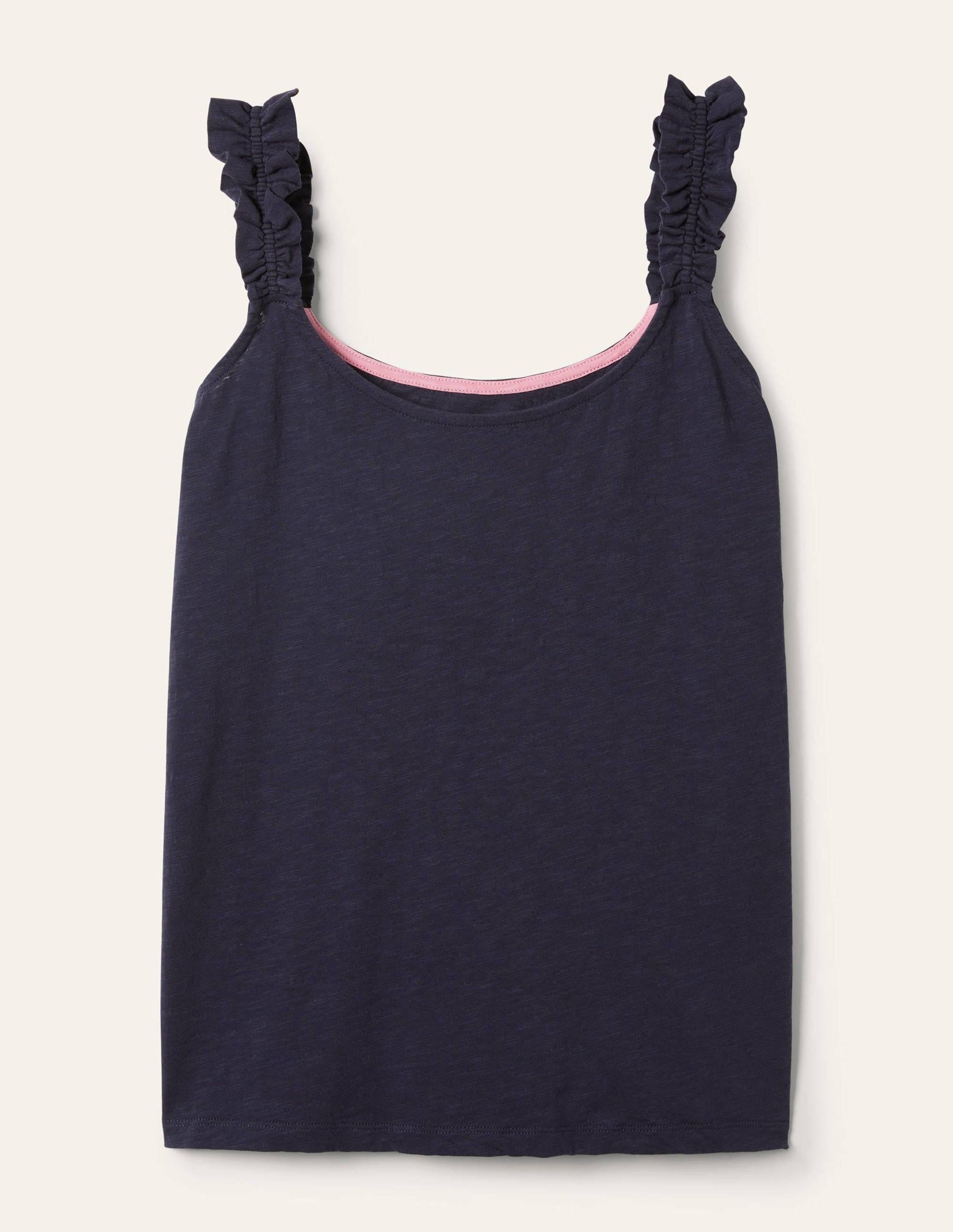 Frill Strap Jersey Top-Navy - Image 5