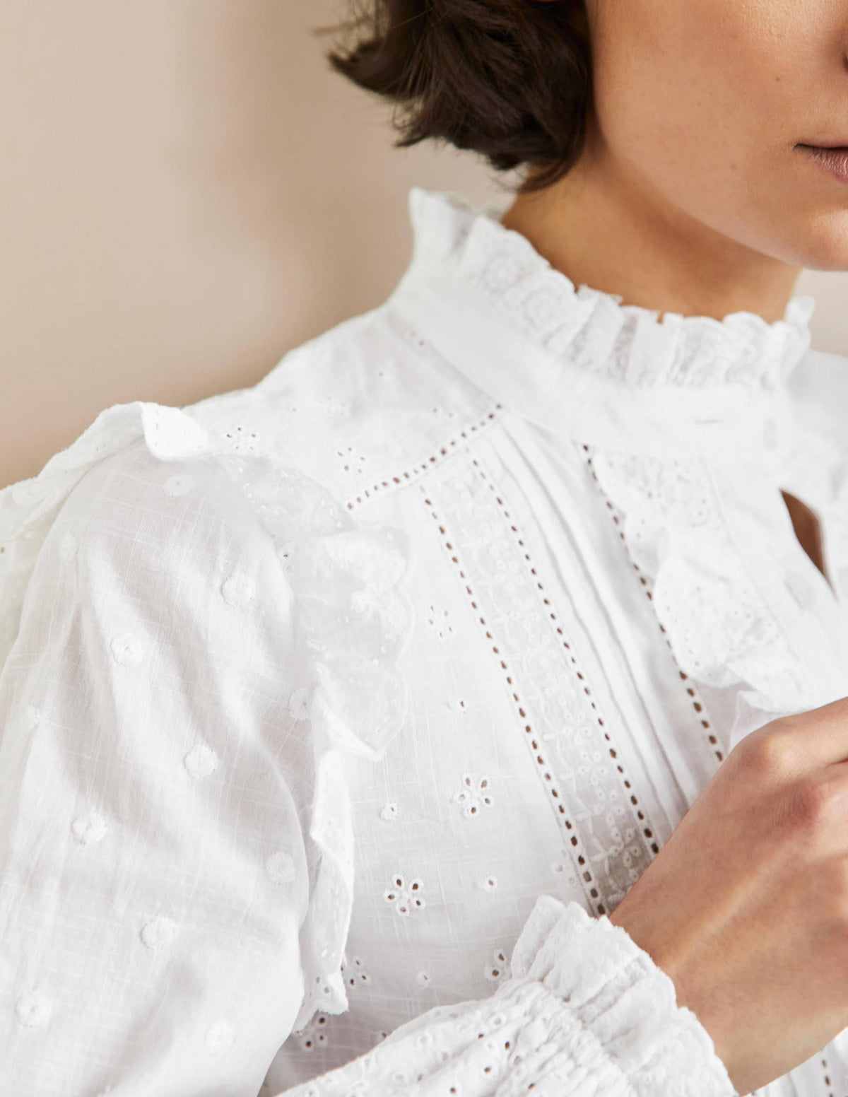 Chemise Iris avec broderie anglaise-Blanc - Image 2