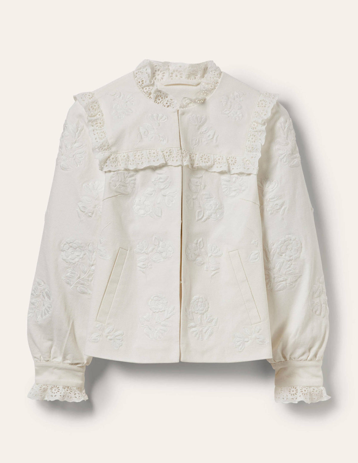 Baumwolljacke mit Lochstickerei-Naturweiß - Image 7