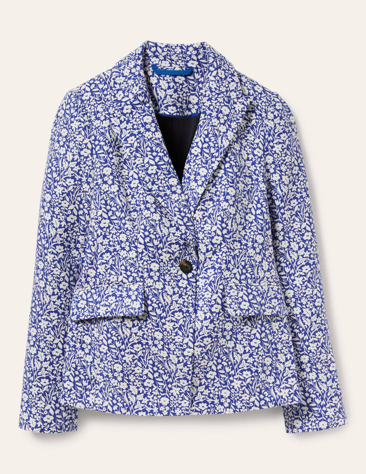 Carrie Strukturierter Baumwollblazer-Meeresblau/Naturweiß, Wildblumen - Image 7