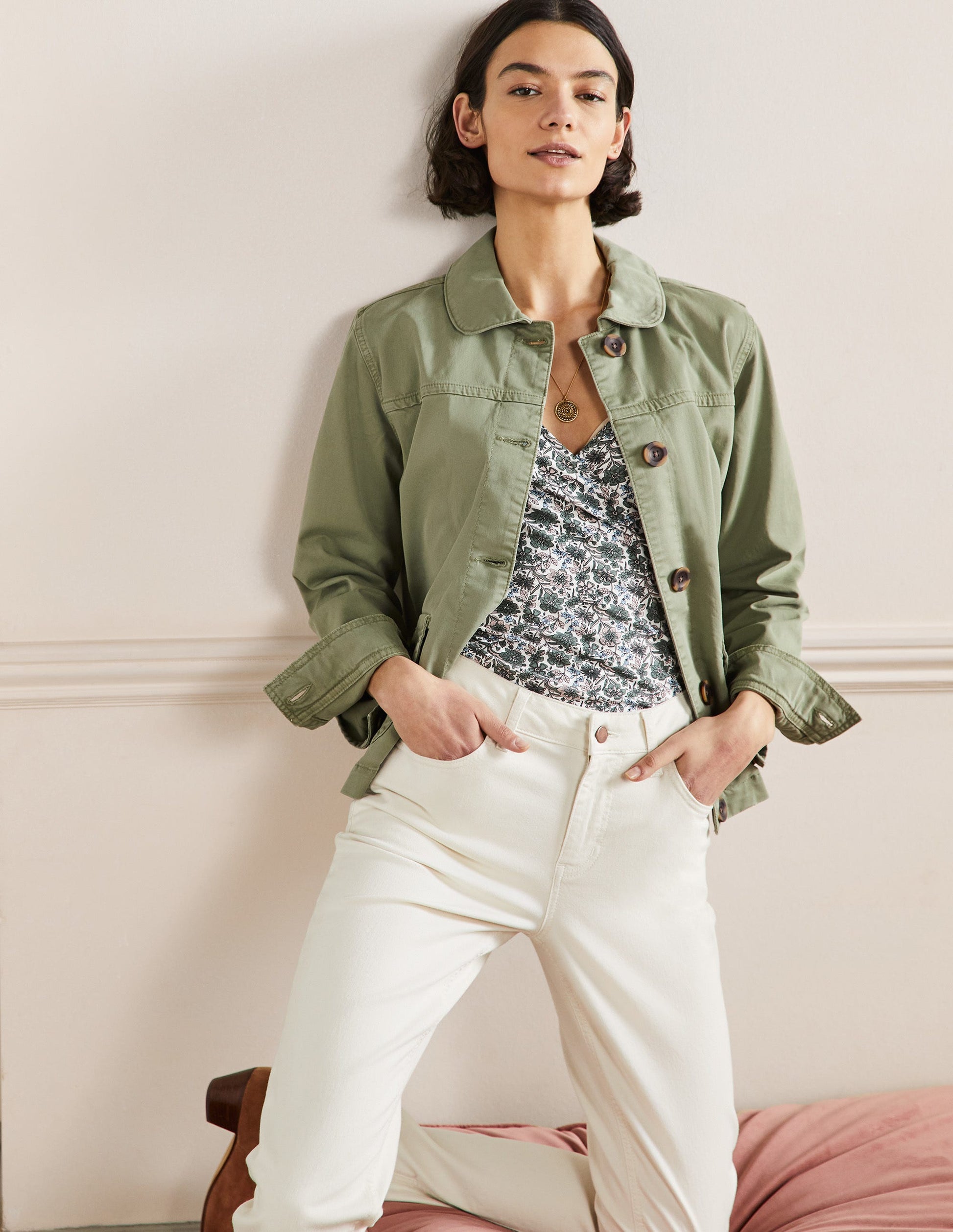 Veste utilitaire avec poches plaquées-Vert forêt vierge-1