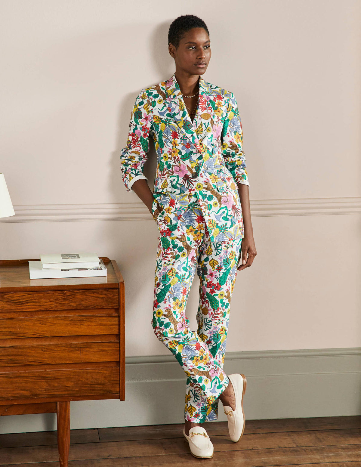 Blazer ajusté Thea en lin-Multi, motif Exotic Paradise - Image 4