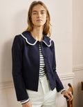 Jacke mit Muschelsaum-Kragen-Marineblau