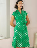 Rowena Hemdblusenkleid-Grün, Regelmäßige Tupfen