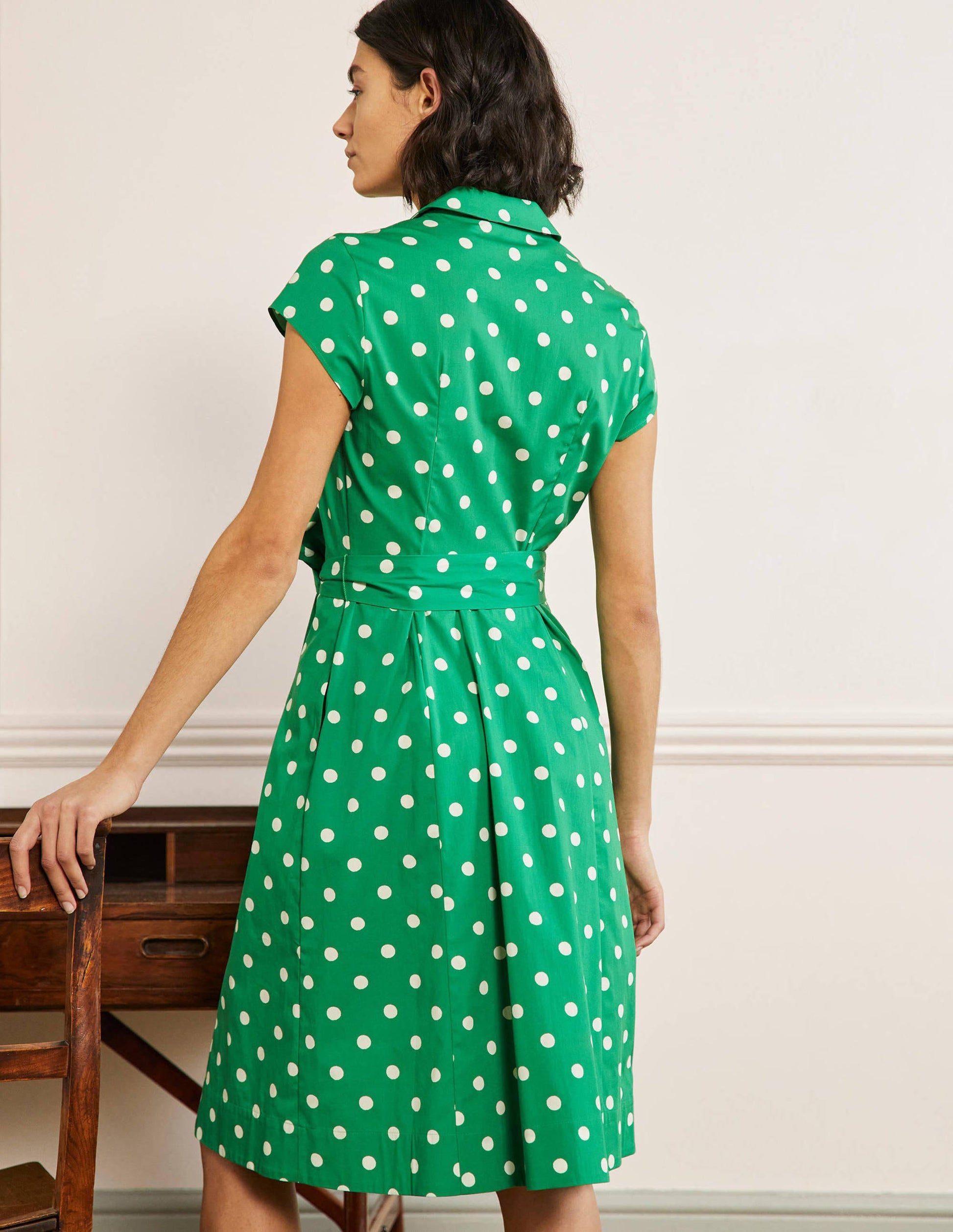 Rowena Hemdblusenkleid-Grün, Regelmäßige Tupfen-3