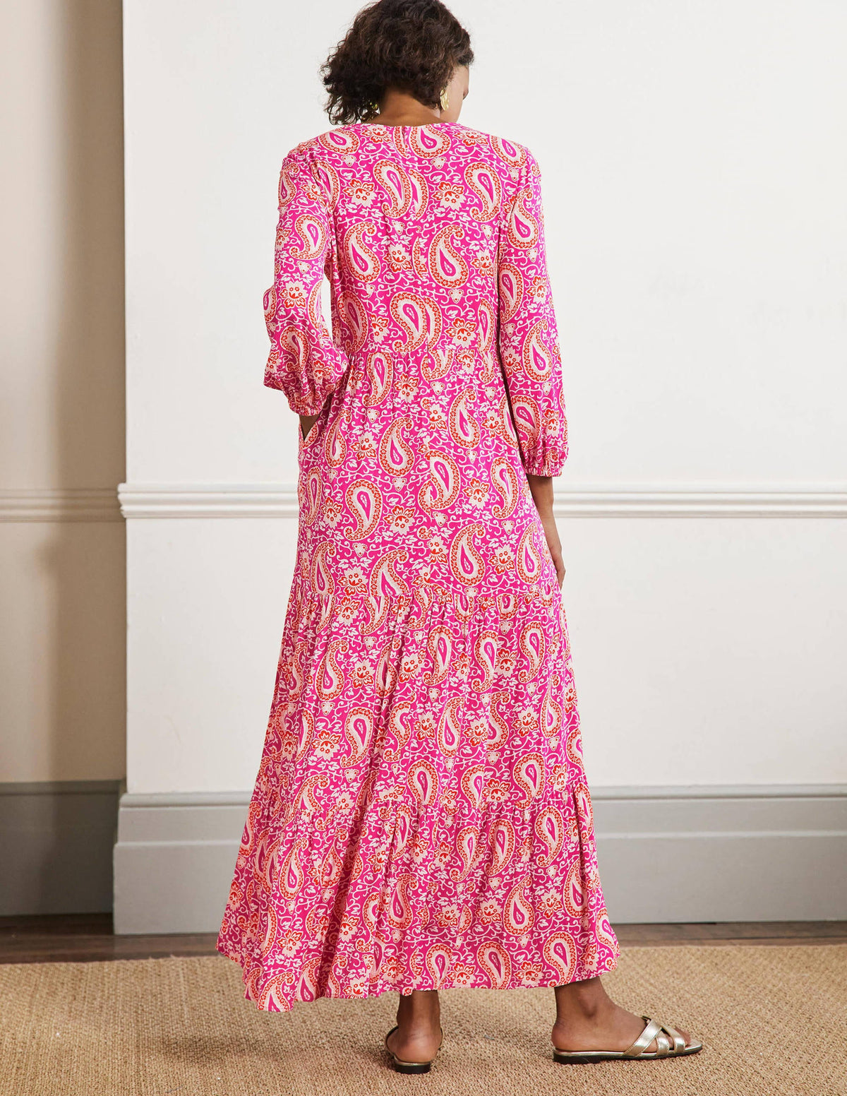 Blouson Sleeve Maxi Dress-Pop Pansy, Enchanting Paisley - Image 3