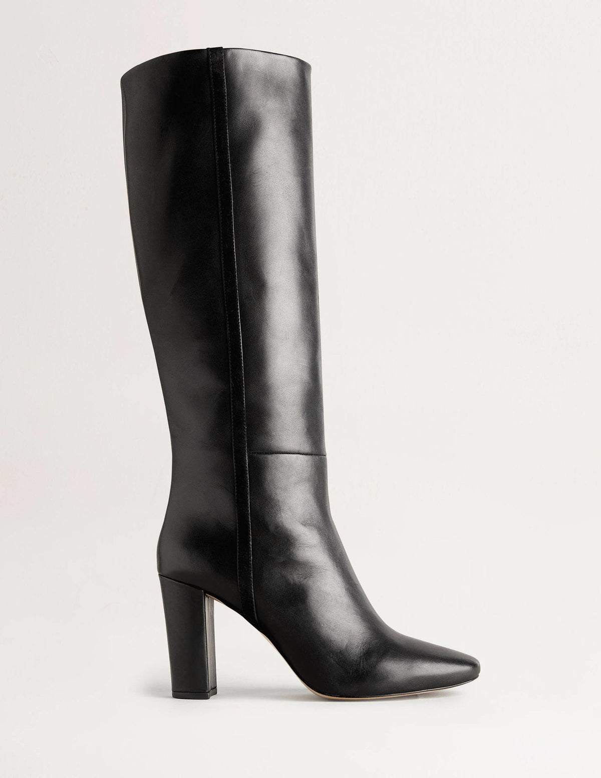Kniehohe Lederstiefel-Schwarz-1