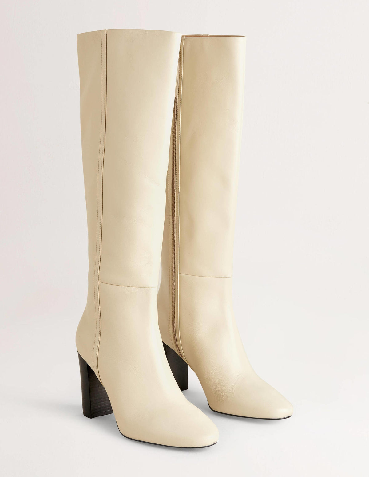 Kniehohe Lederstiefel-Creme-2