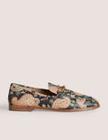 Loafer aus Leder mit Trensen-Schwarz, Paisleymuster