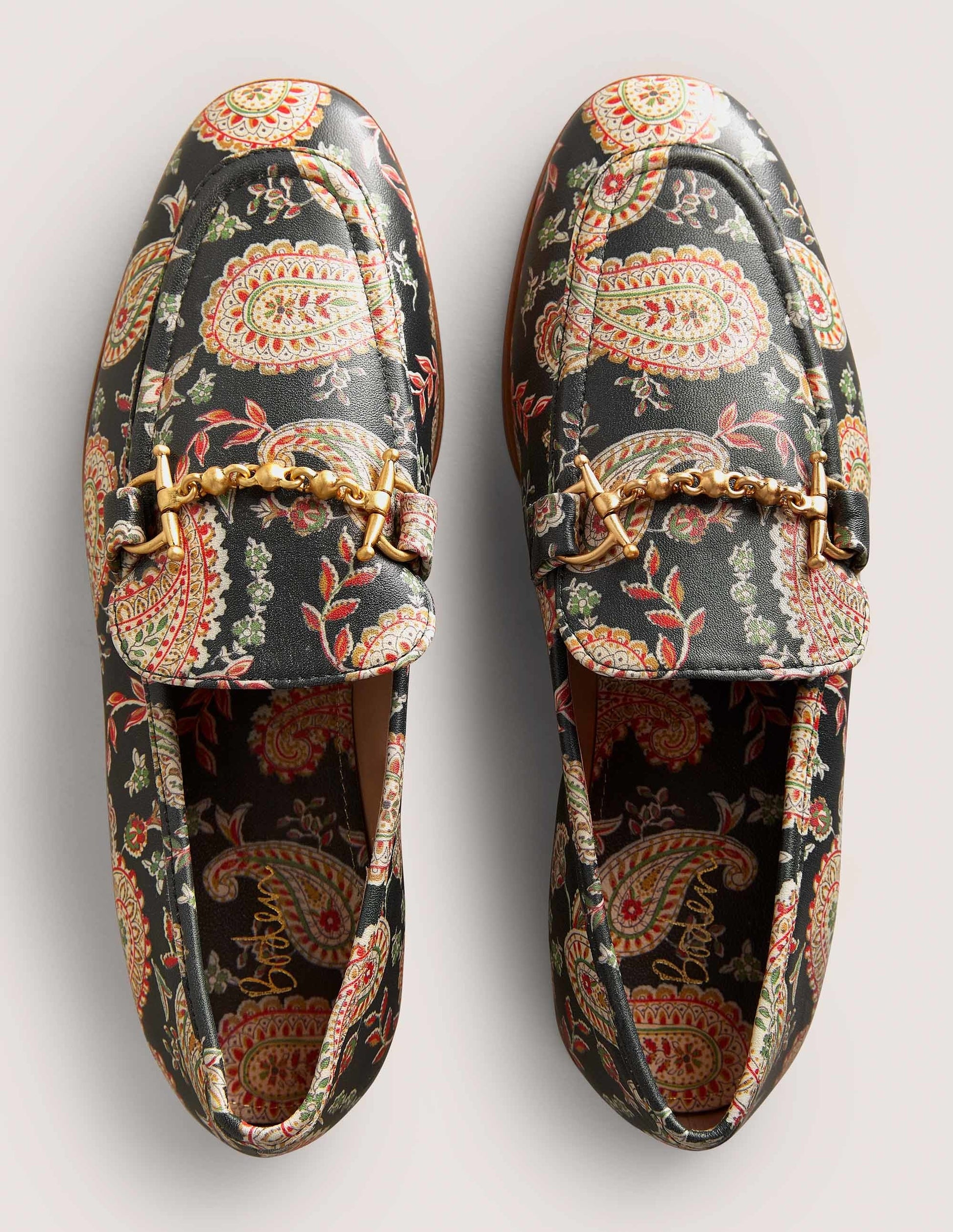 Loafer aus Leder mit Trensen-Schwarz, Paisleymuster-4