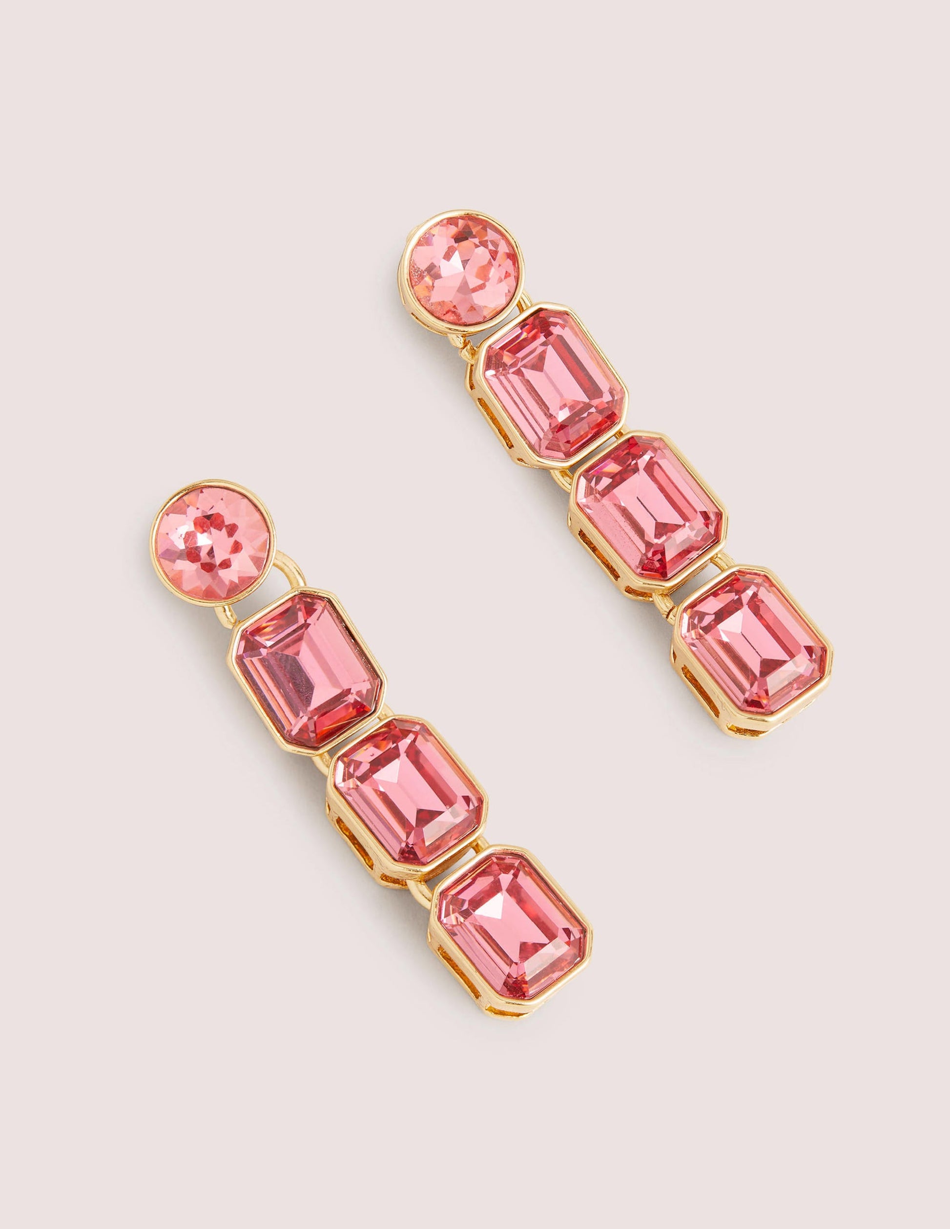 Lange Hängeohrringe mit Schmucksteinen-Rosa-1