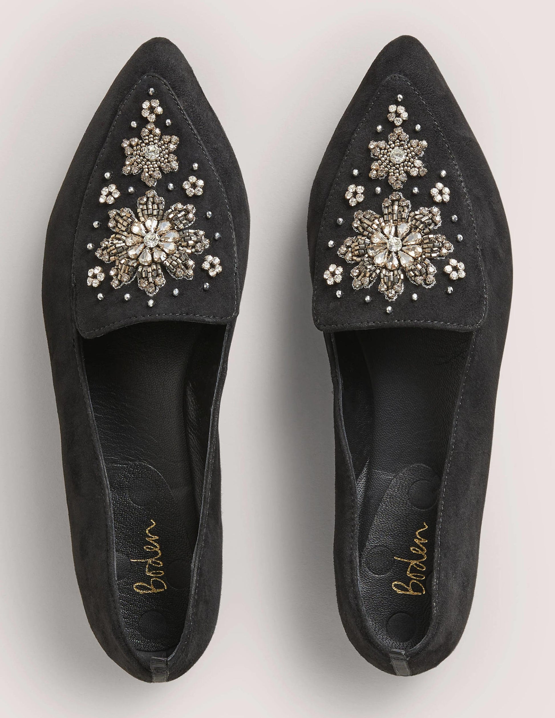 Mocassins ornementés en daim-Noir-4