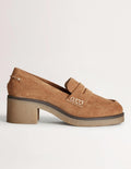 Mocassins à talons avec semelle en crêpe-Daim mordoré