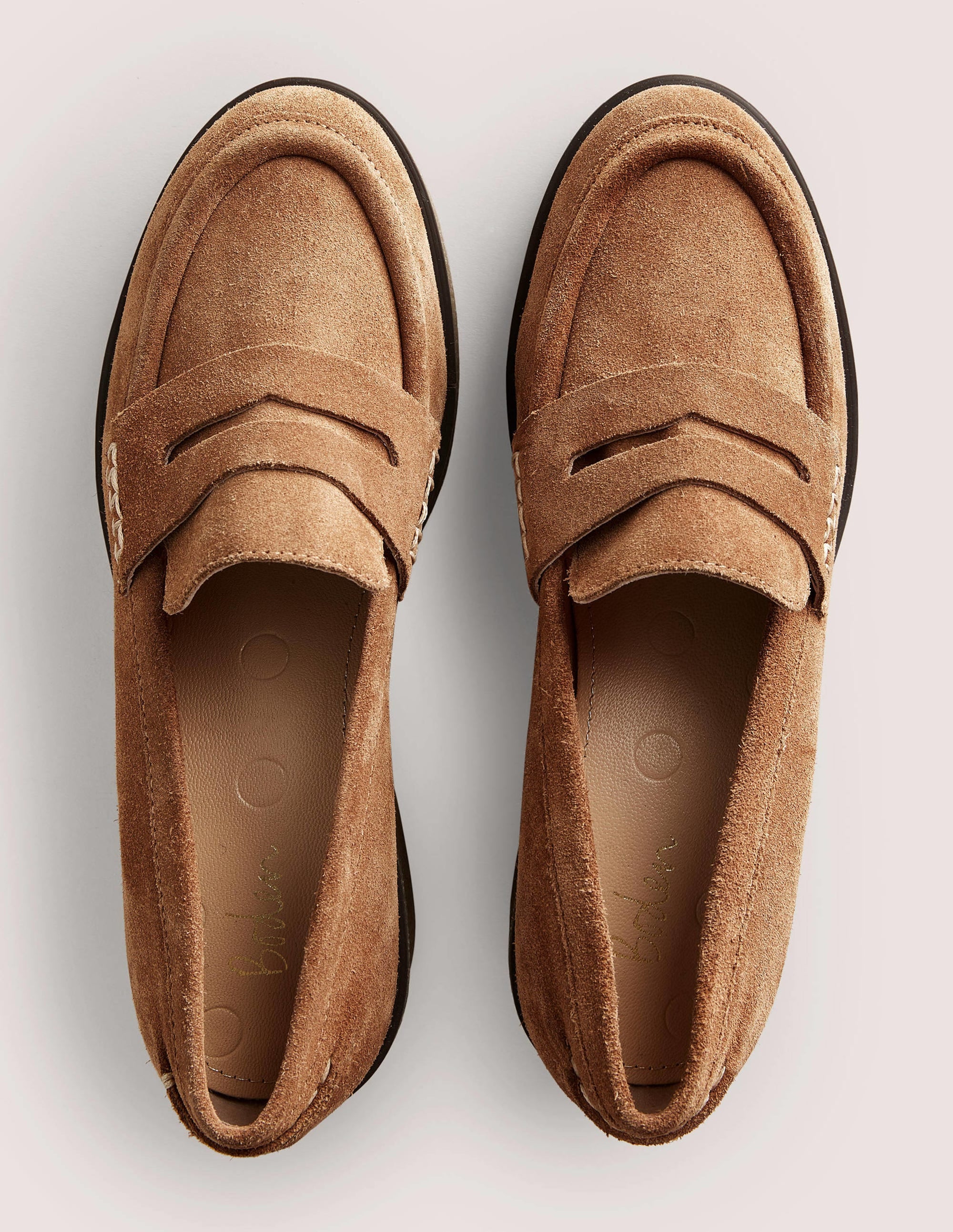 Mocassins à talons avec semelle en crêpe-Daim mordoré - Image 4