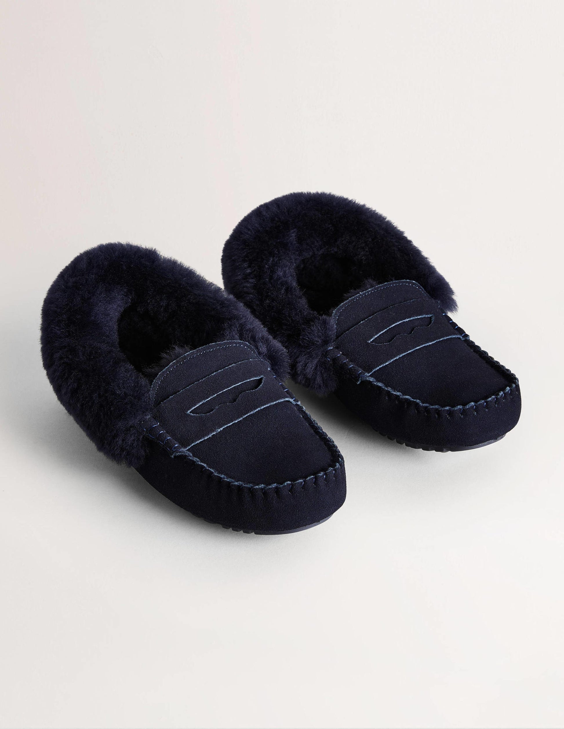Mokassin-Hausschuhe-Navy, Veloursleder-2