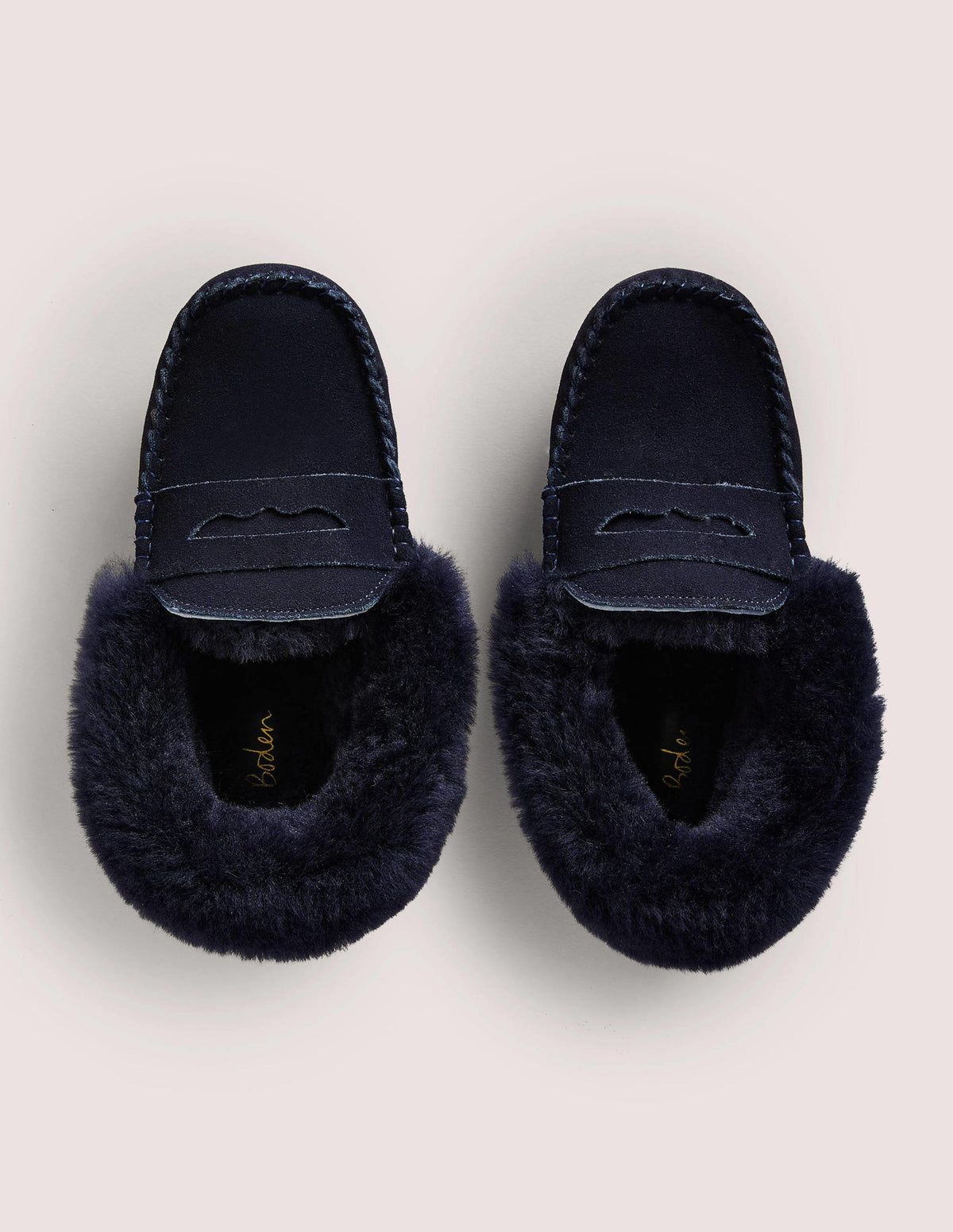 Mokassin-Hausschuhe-Navy, Veloursleder - Image 4