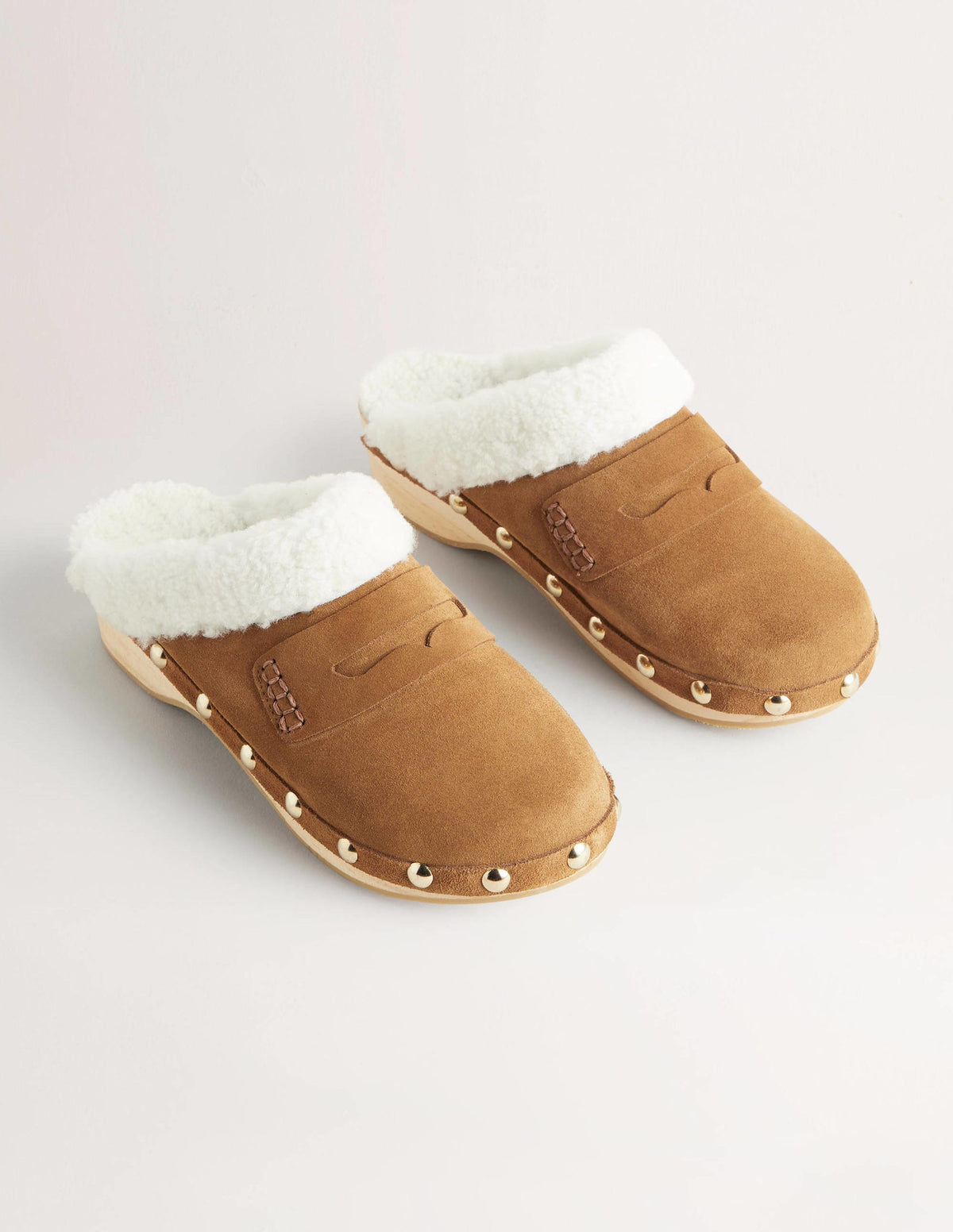 Shearling Lined Clogs-Golden Brown - Image 3