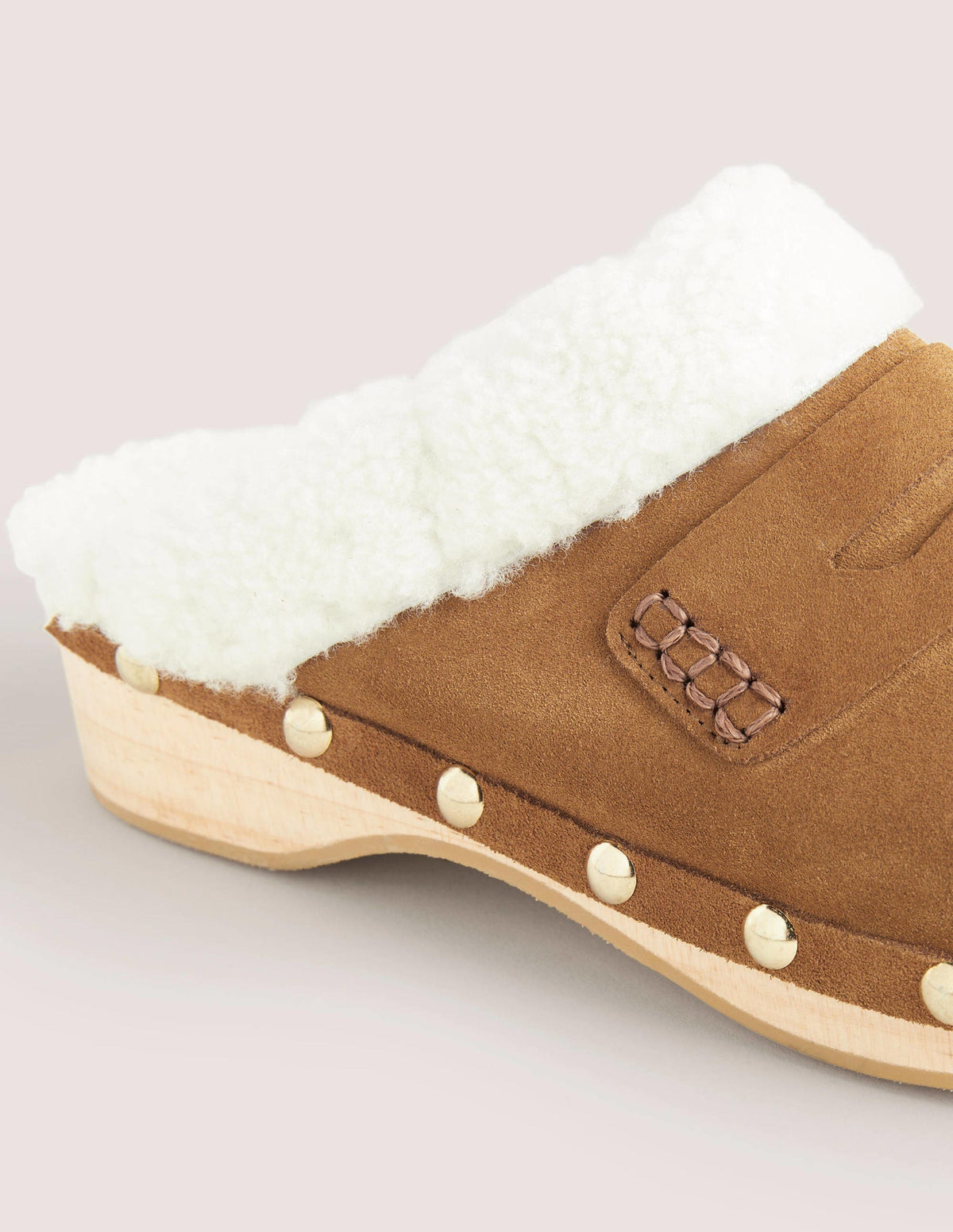 Shearling Lined Clogs-Golden Brown - Image 4