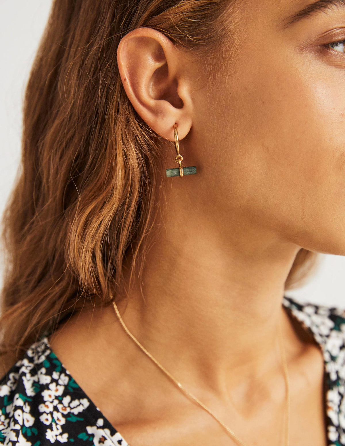 Semi-Precious T-bar Hoops-Jade Green-1