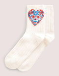 Embroidered Bed Socks-Heart