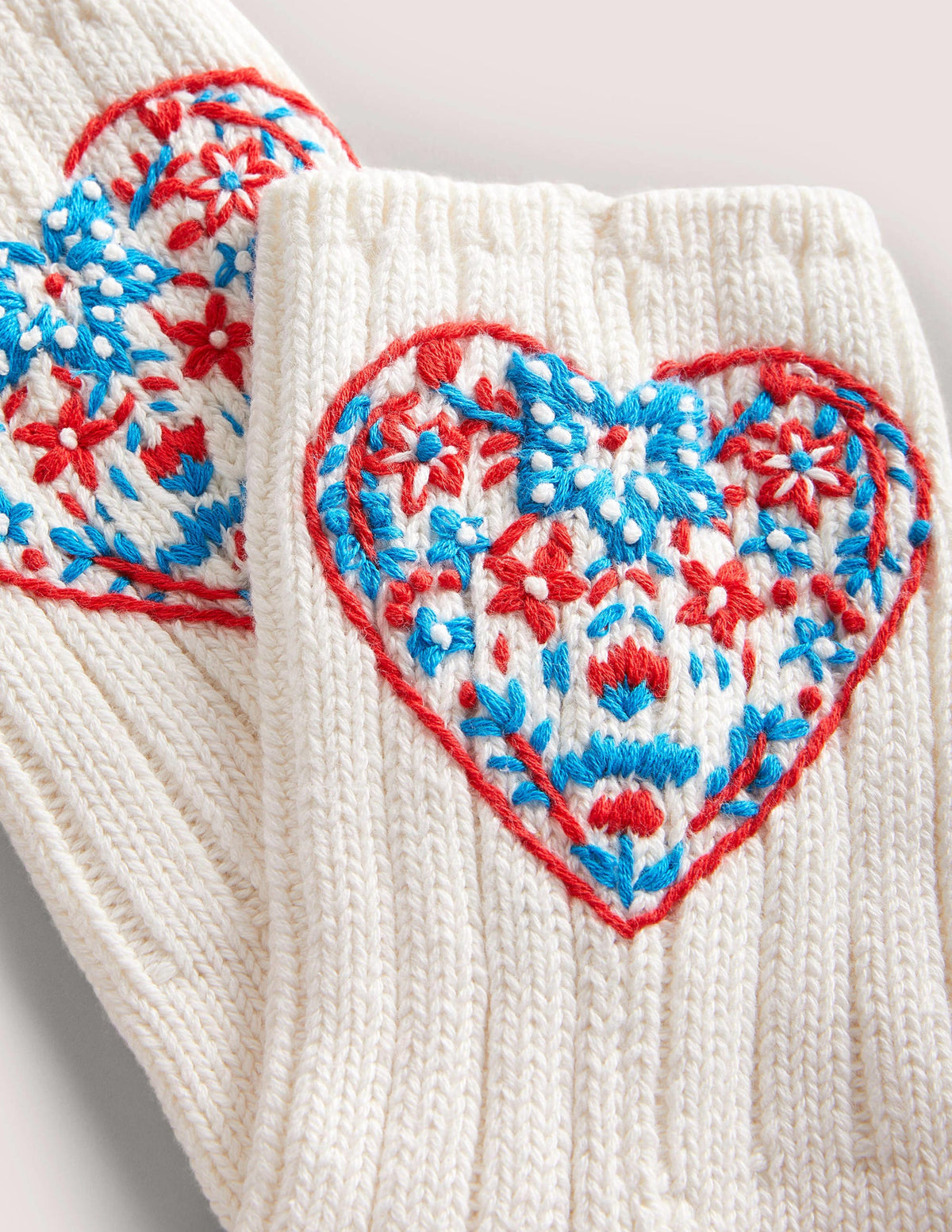 Embroidered Bed Socks-Heart-2