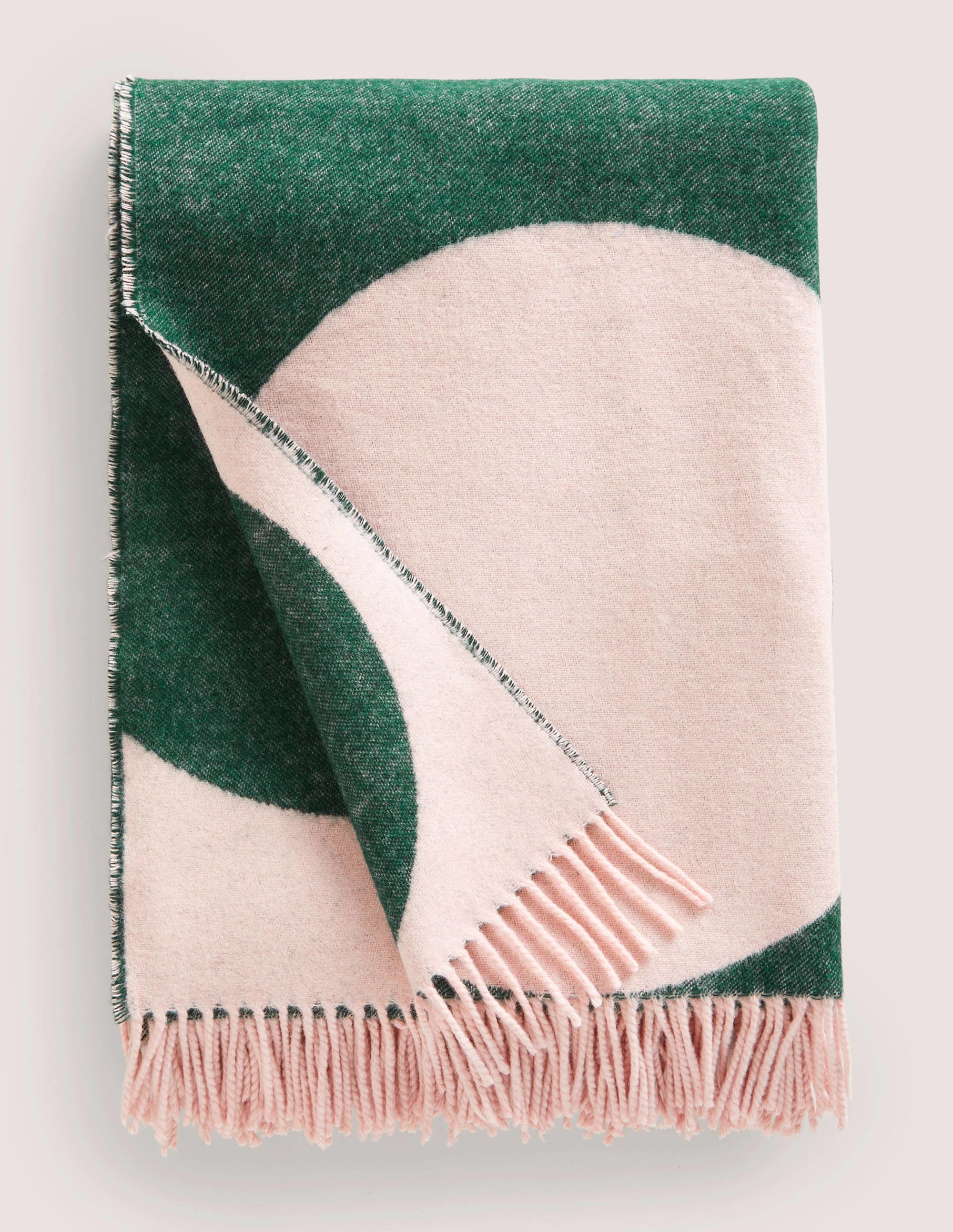 Jacquard Wool Throw-Green/ Pink Spot - Image 1