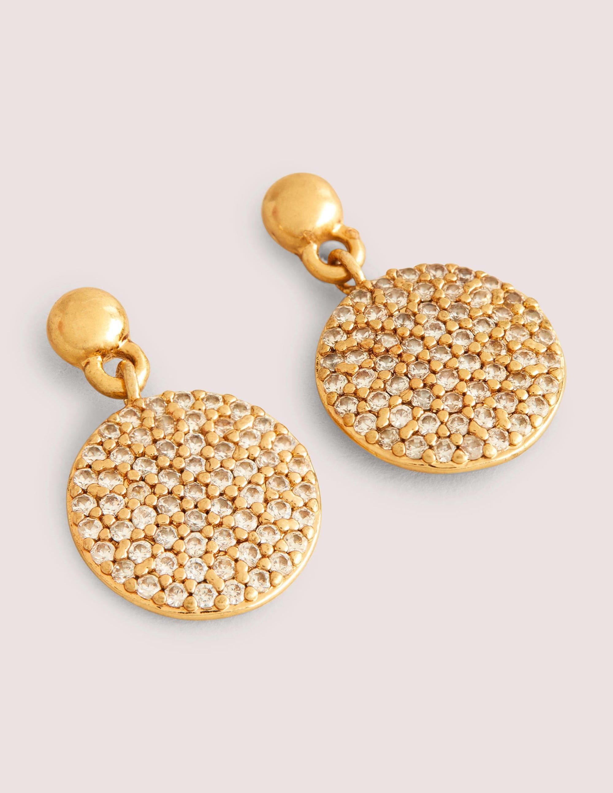 Pavé-Ohrringe mit gehämmerten Scheiben-Gold - Image 2