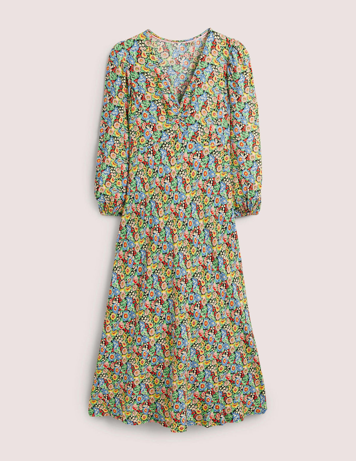 Midikleid in Empire-Form-Bunt, Blumenillusion-5