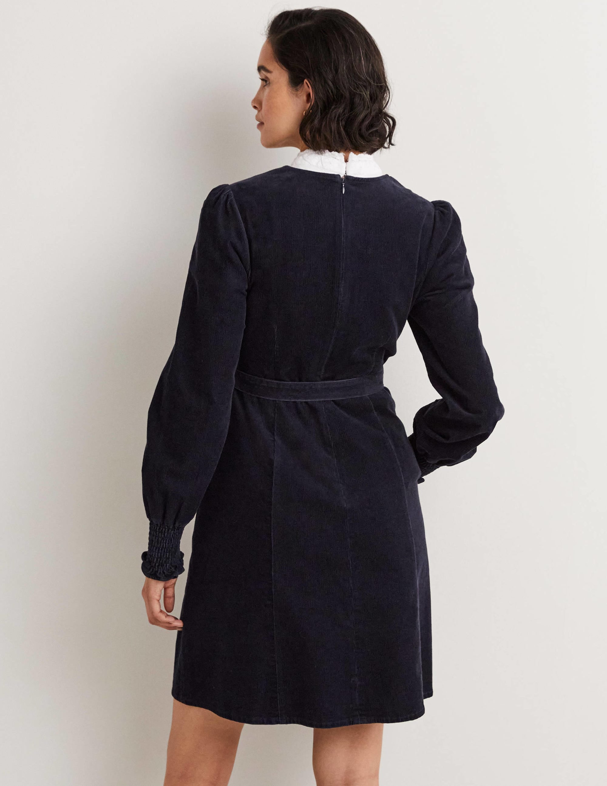 Cordkleid mit gesmokten Bündchen-Marineblau - Image 3