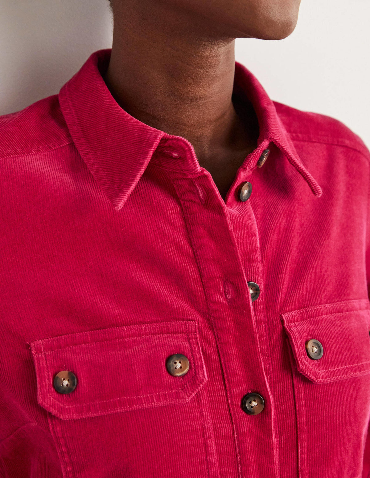 Corduroy Midi Shirt Dress-Sweet Rose - Image 2