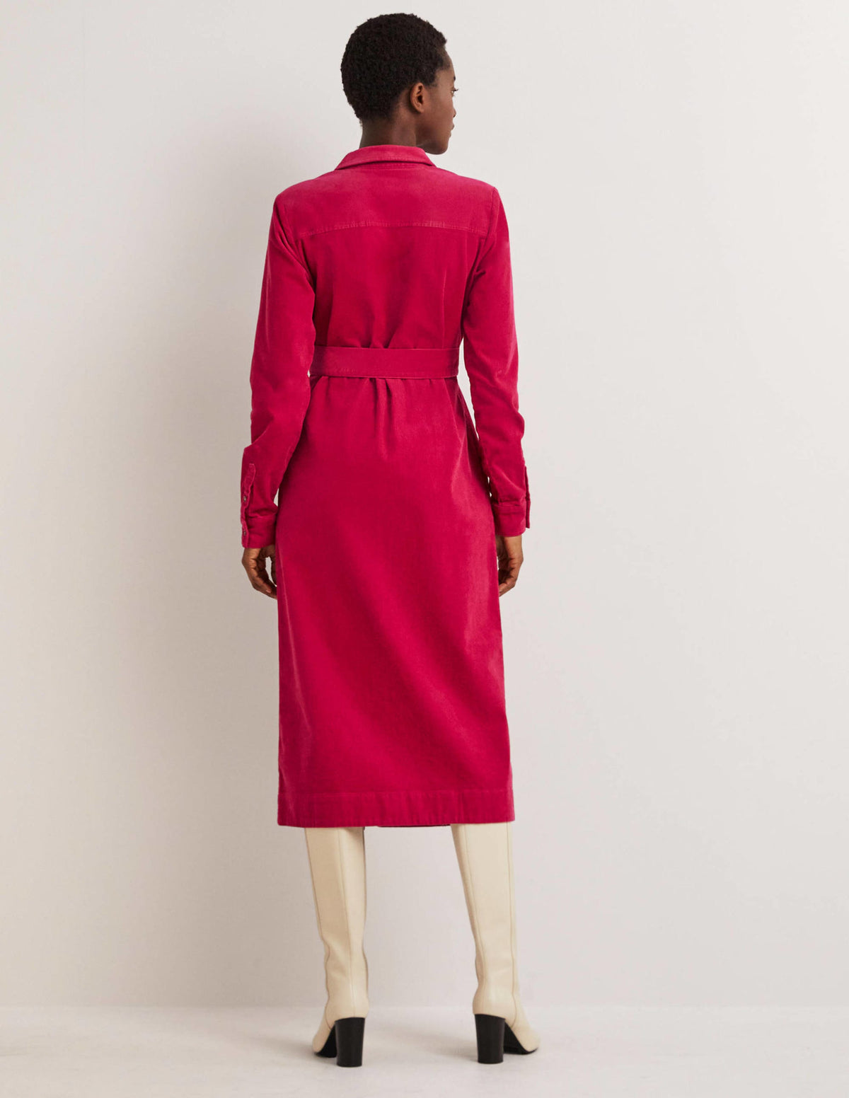 Corduroy Midi Shirt Dress-Sweet Rose-3
