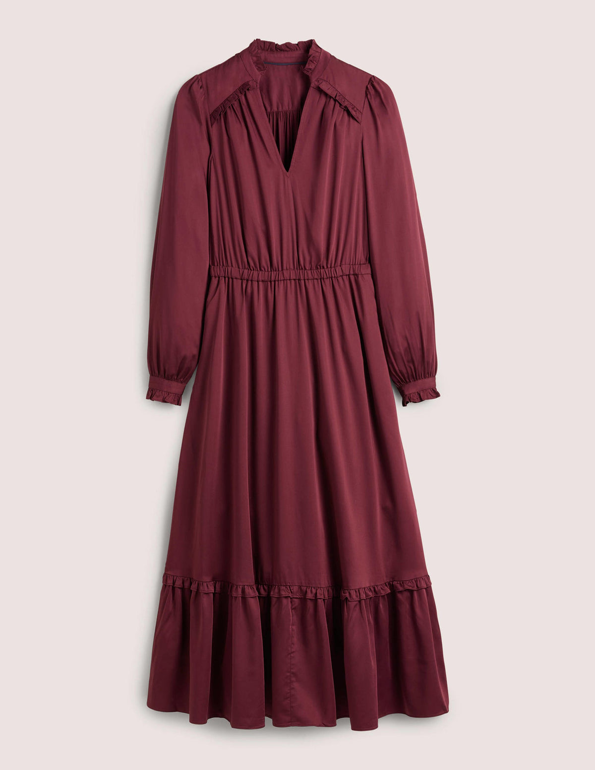 Satin-Midikleid mit Plisseefalten-Glühweinrot-7